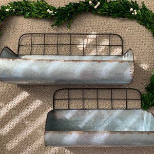 Galvanized Metal Wall Decor - Set - Farmhouse-Style Display Shelves